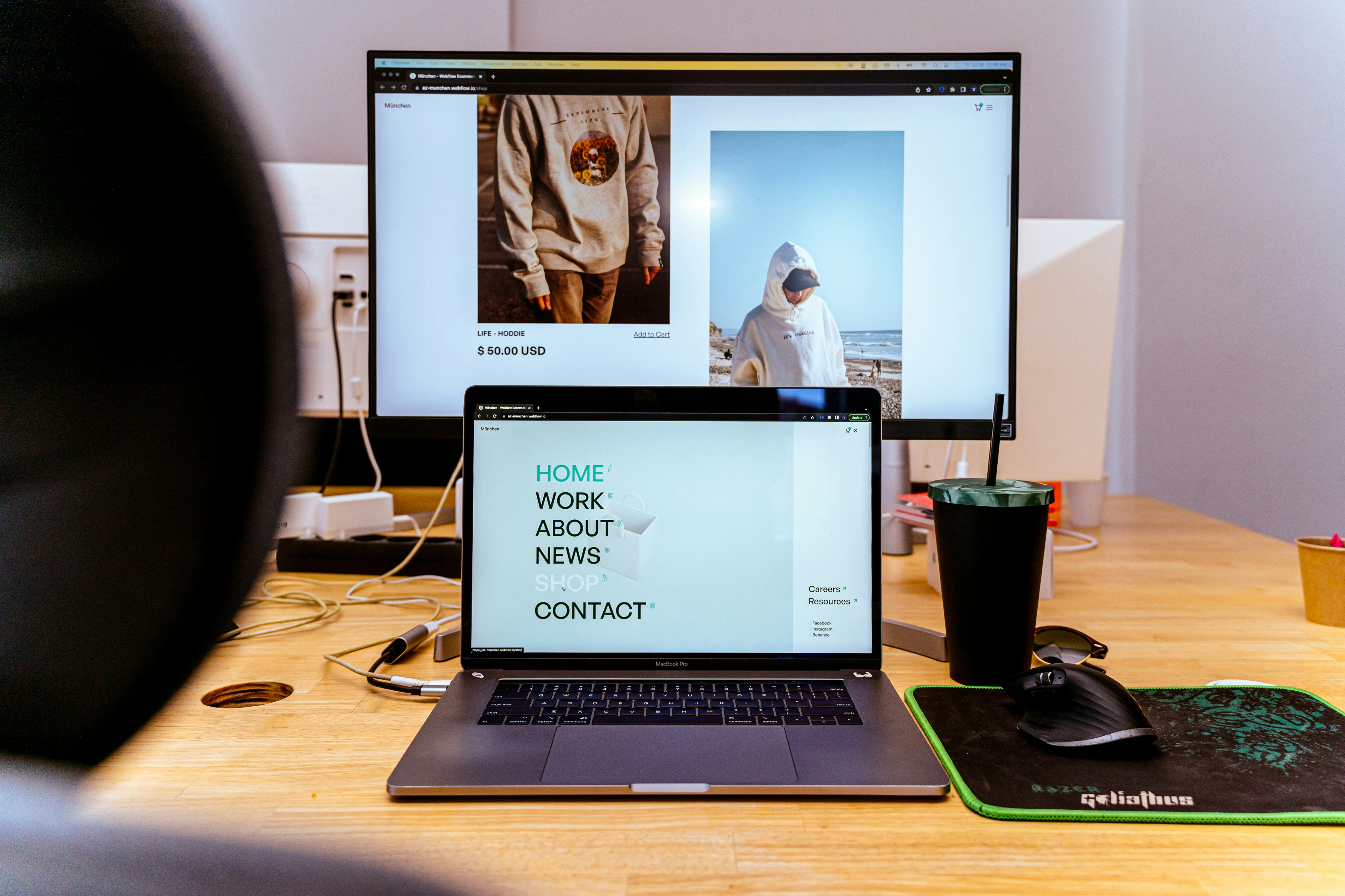 A premium ecommerce shopping interface that illustrates Shopify cart design and checkout flow