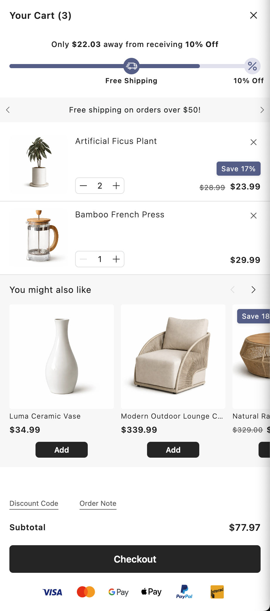 Cartful cart drawer product preview